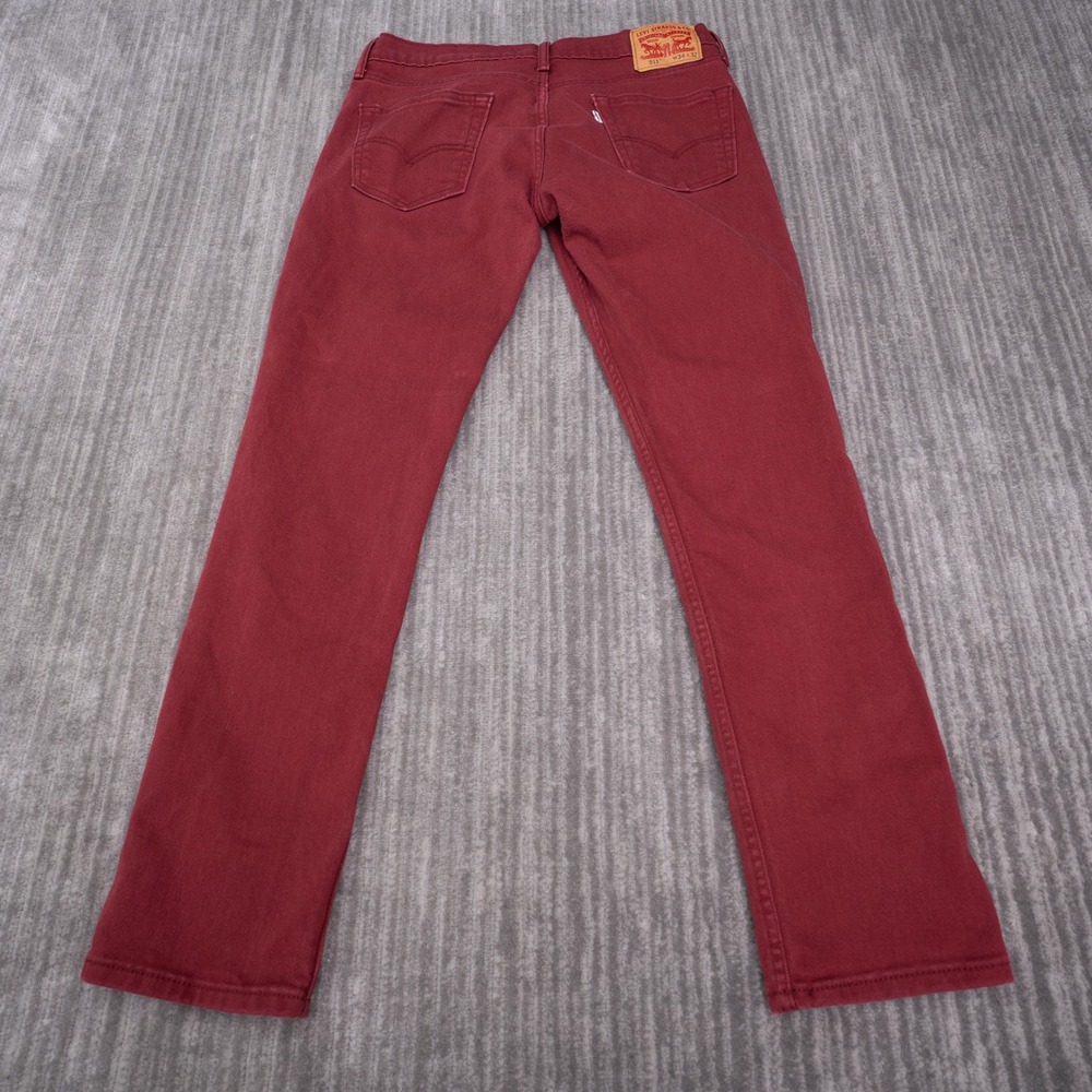 Levi's 511 Slim Fit Pants Mens 34x32 Burgundy Red Excellent Stretch Denim - Picture 2 of 11